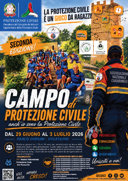 “Anch’io sono la Protezione Civile”, torna il campo scuola a cura dell’Associazione Nazionale Carabinieri