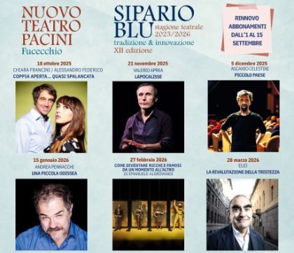 Sipario Blu, dodicesima stagione di prosa del teatro Pacini Sipario Blu, dodicesima stagione di prosa del teatro Pacini