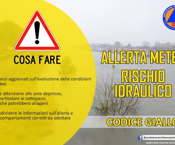 ALLERTA METEO CODICE GIALLO PER IL FIUME ARNO